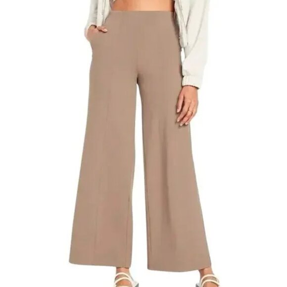 Old Navy XL Petite Wide Leg Pants Taupe Flowy Drapey Soft Loungecore Minimalist - Picture 1 of 11